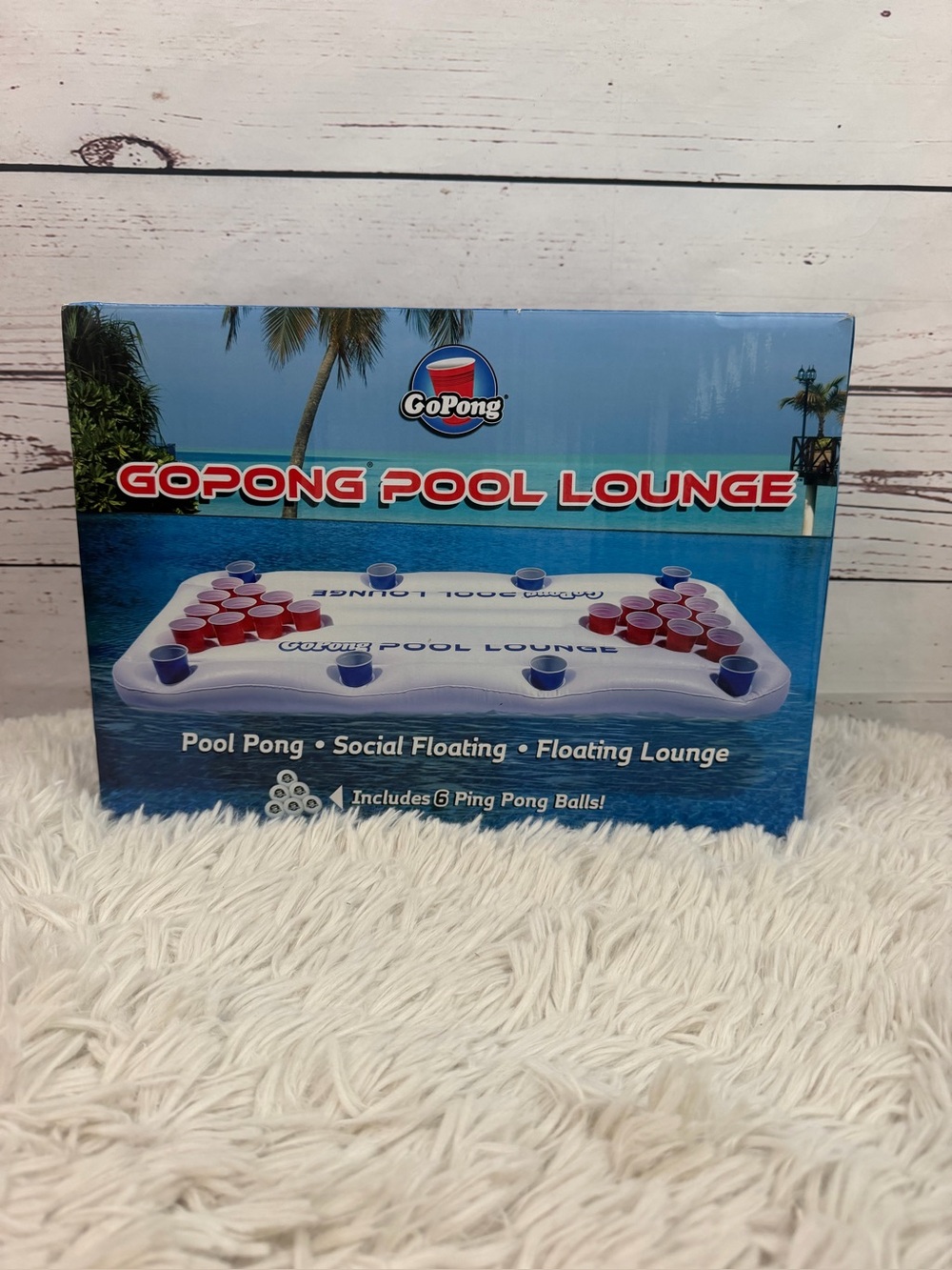 GoPong Pool Lounge Inflatable Pool Pong Game - White. New in Box!
